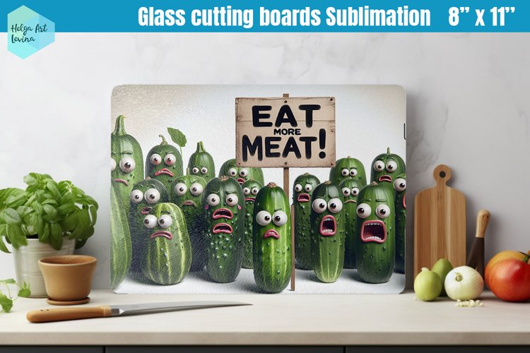 Glass Cutting Boards Kitchen | Angry vegetables example image 1