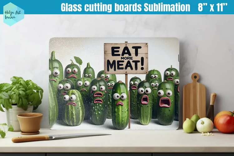 Glass Cutting Boards Kitchen | Angry vegetables