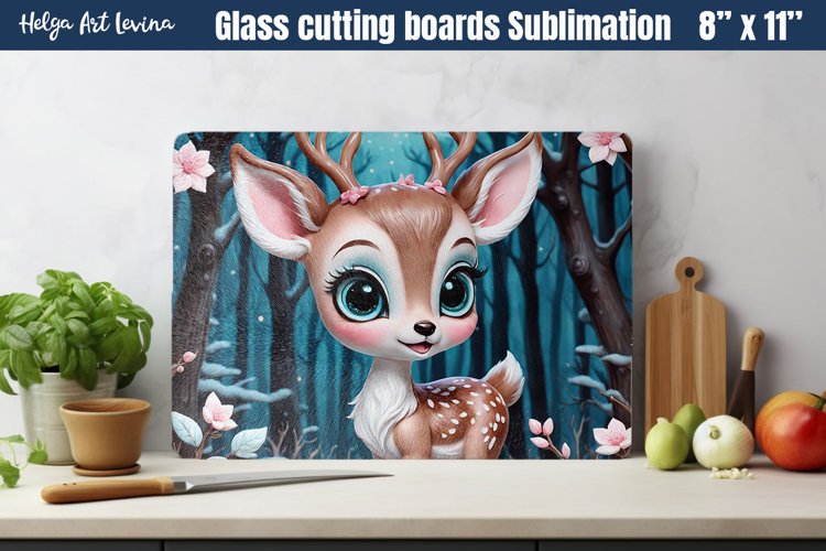 Christmas Glass Cutting Boards Kitchen | Cute deer