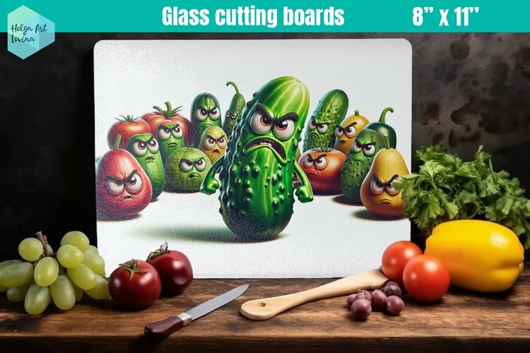 Glass Cutting Boards Kitchen | Angry vegetables