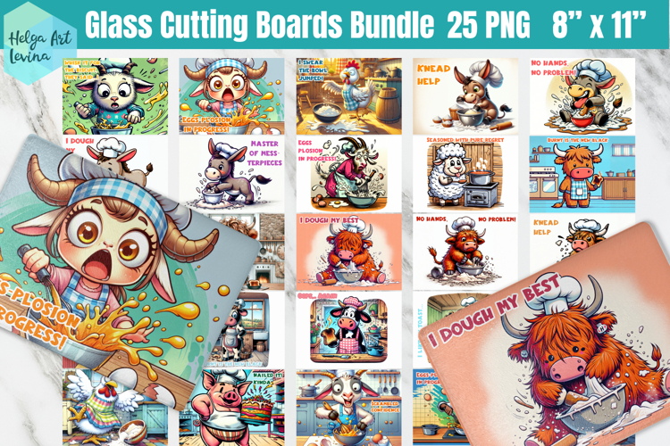 Funny farm animals | Glass Cutting Boards Kitchen