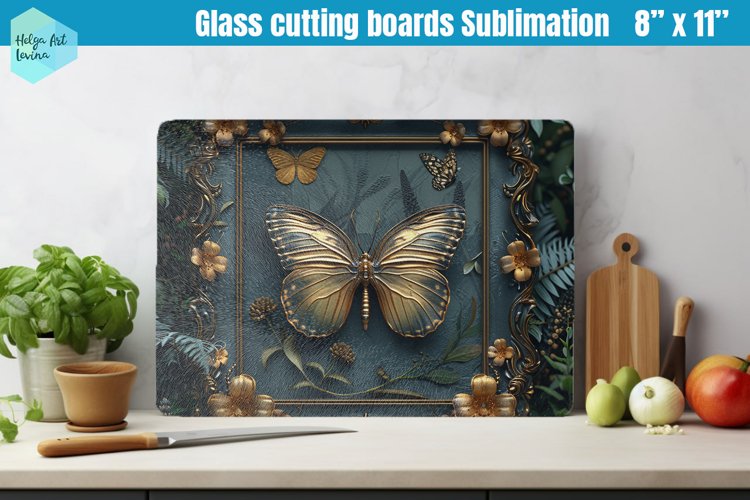 3D Butterfly Glass Cutting Boards Kitchen