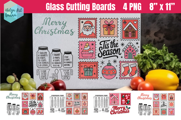 Christmas Glass Cutting Boards Kitchen