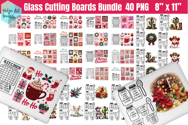 Christmas Glass Cutting Boards Kitchen Bundle