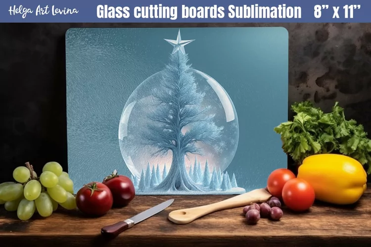 Christmas Glass Cutting Boards Kitchen