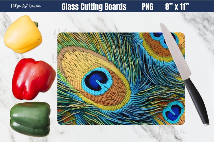 Peacock Glass Cutting Boards | Kitchen Chopping Board example image 1