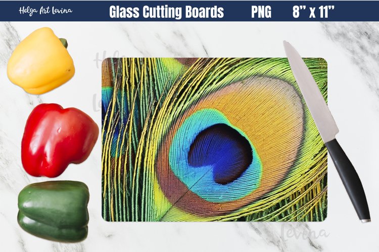 Peacock Glass Cutting Boards | Kitchen Chopping Board example image 1