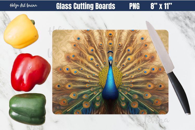 Peacock Glass Cutting Boards | Kitchen Chopping Board example image 1
