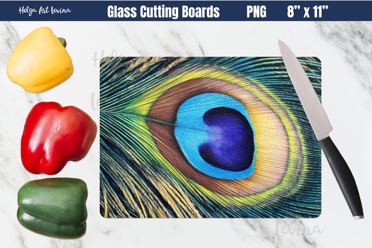Peacock Glass Cutting Boards | Kitchen Chopping Board example image 1