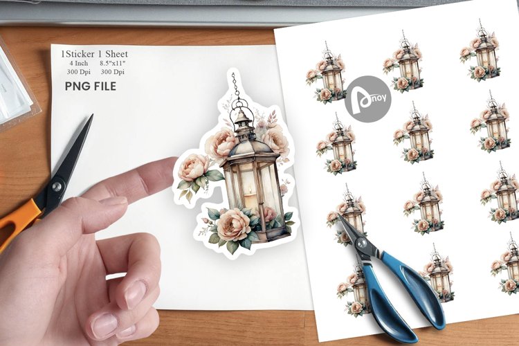Watercolor Glass Lantern Sticker