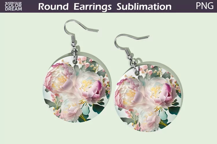 Peonies Flowers Round Earrings | Wildflowers Earrings