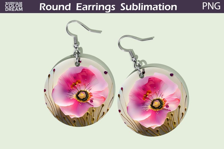Poppies Flowers Round Earrings | Wildflowers Earrings example image 1