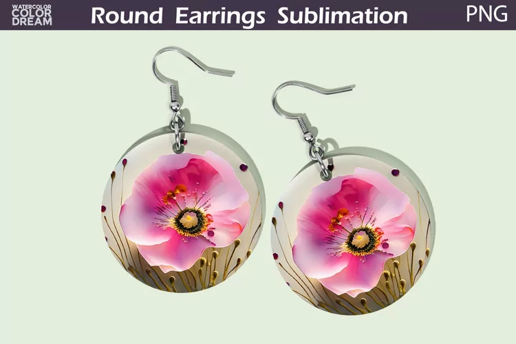 Poppies Flowers Round Earrings | Wildflowers Earrings