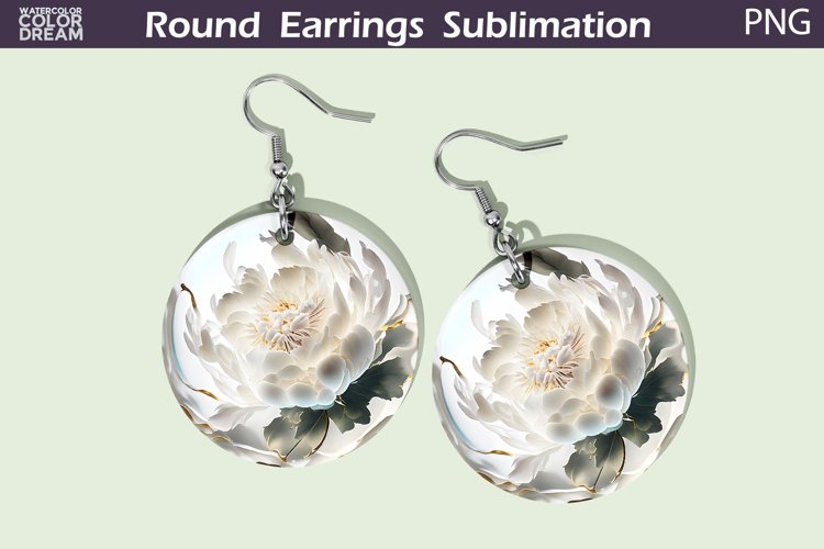 Peonies Flowers Round Earrings | Wildflowers Earrings example image 1