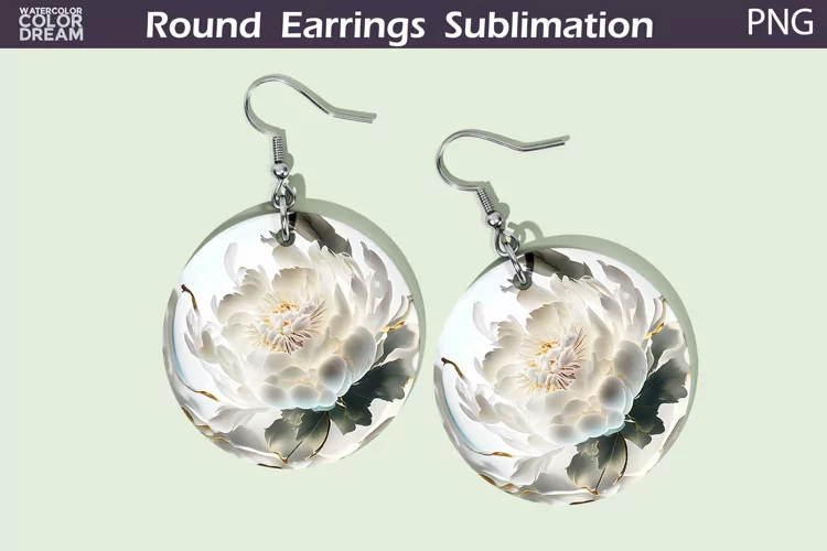 Peonies Flowers Round Earrings | Wildflowers Earrings