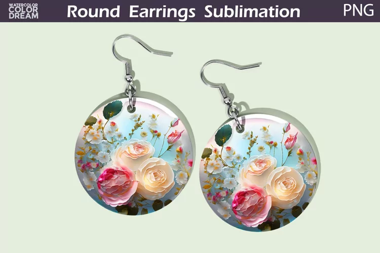 Roses Round Earrings | Flowers Earrings