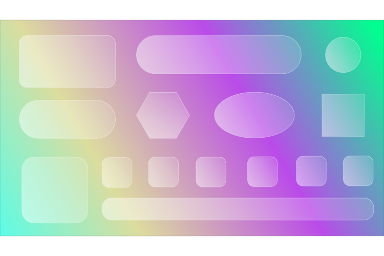 Set of vector transparent matte glass frames UI UX design