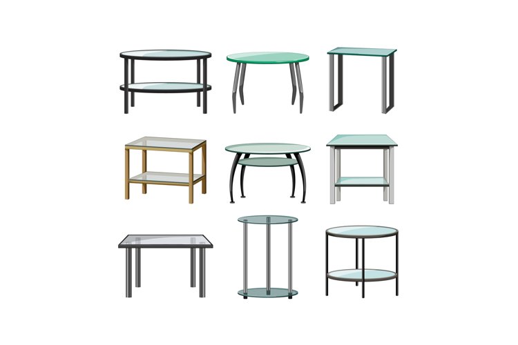 glass table set cartoon vector illustration