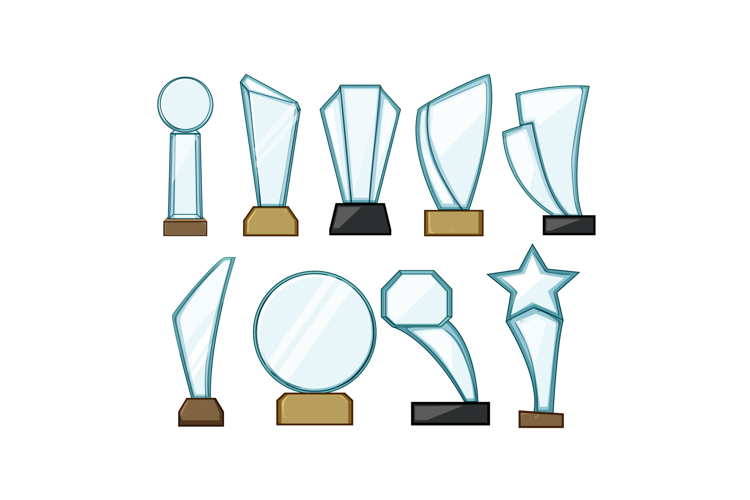 glass trophy set cartoon