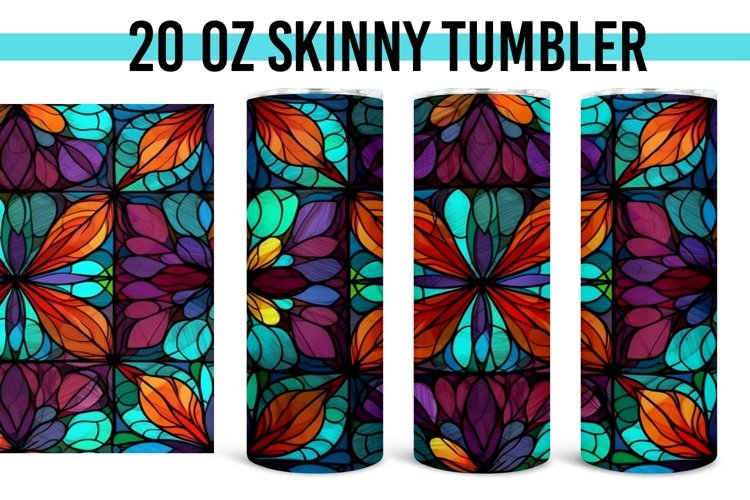 Bright Flowers Stained Glass - 20 oz Straight Tumbler PNG