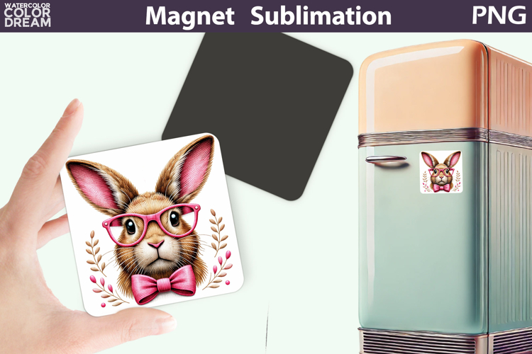 Easter Cute Bunny Magnet | Spring Glasses Animal Sublimation