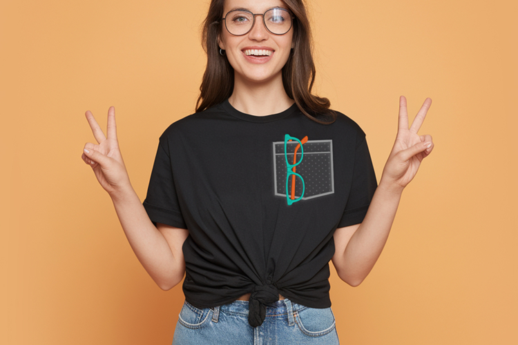 Mock Pocket with Glasses Applique Embroidery File