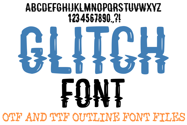Glitch Alphabet Font Lettering ABC Wave OTF TTF Type