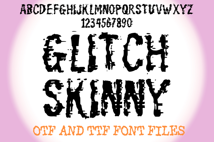 Glitch Skinny Lettering ABC Text Font Alphabet Messy OTF
