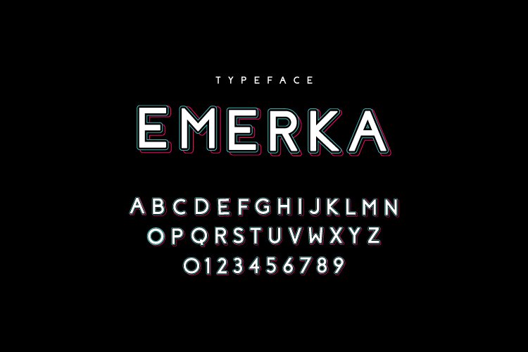 Glitch typeface font design vector