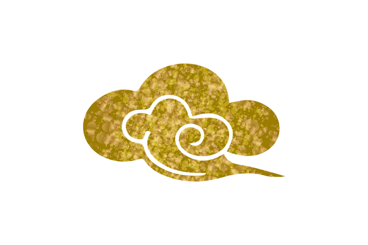 Glitter asian cloud clipart ornament element isolated