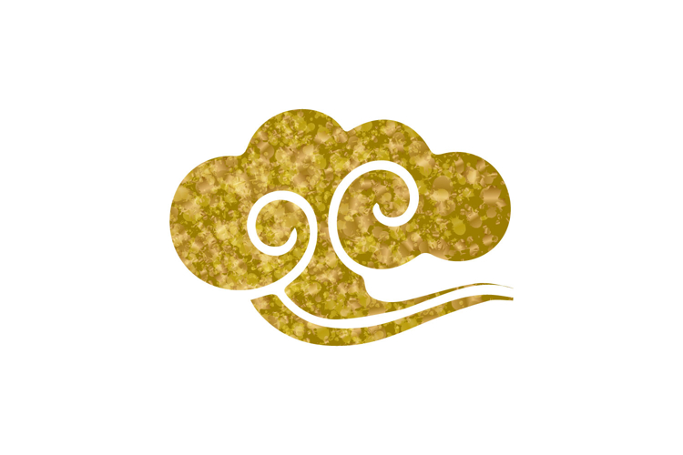 Glitter asian cloud clipart ornament element vector