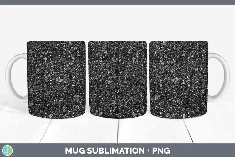 Glitter Black Mug Wrap Sublimation Coffee Cup Designs