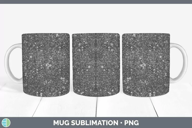 Glitter Black Mug Wrap Sublimation Coffee Cup Designs