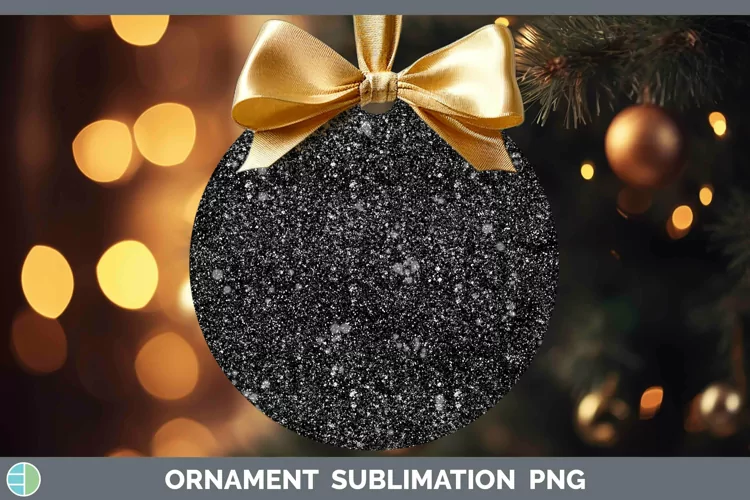 Glitter Black Ornament Sublimation Bauble Designs