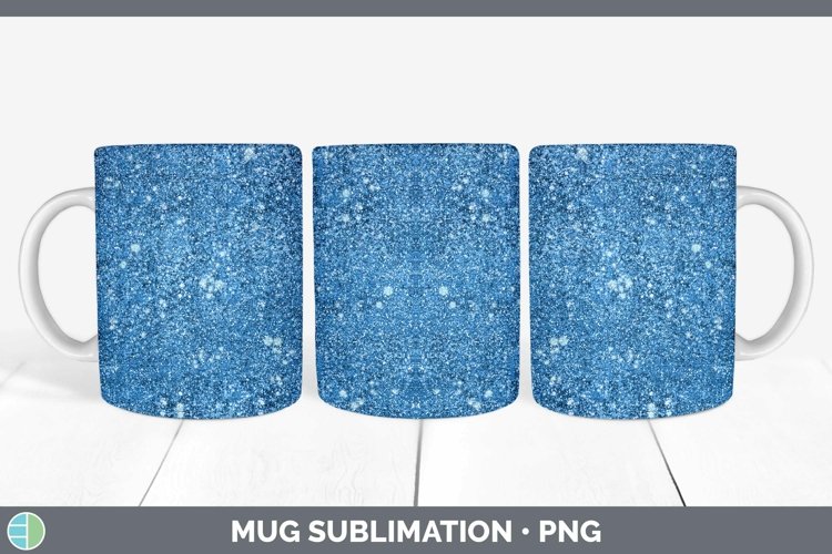 Glitter Blue Mug Wrap Sublimation Coffee Cup Designs