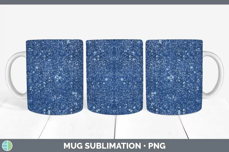 Glitter Blue Mug Wrap Sublimation Coffee Cup Designs
