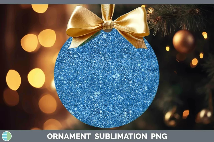 Glitter Blue Ornament Sublimation Bauble Designs