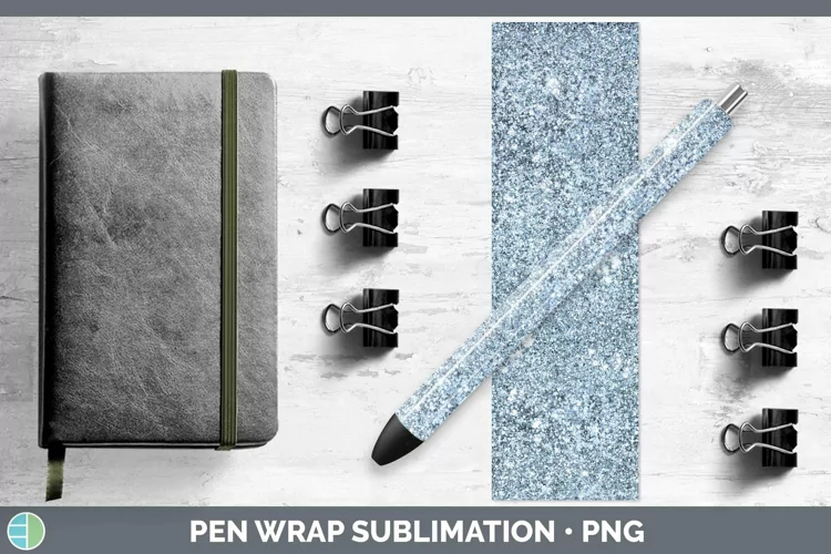 Glitter Blue Pen Wrap Sublimation Epoxy Pen Designs