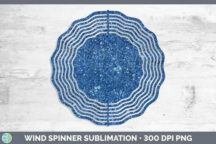 Glitter Blue Wind Spinner Sublimation Spinner Designs