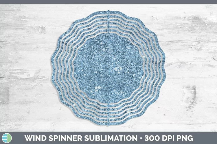 Glitter Blue Wind Spinner Sublimation Spinner Designs