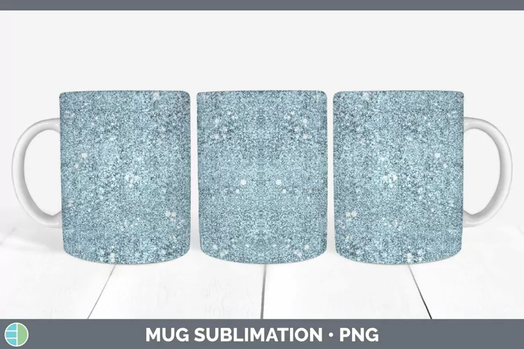Glitter Bright Blue Mug Wrap Sublimation Coffee Cup Designs