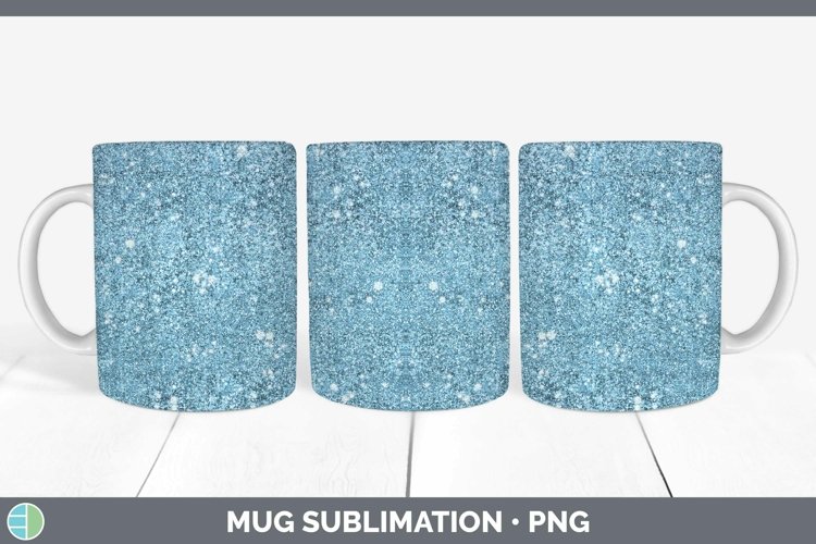 Glitter Bright Blue Mug Wrap Sublimation Coffee Cup Designs