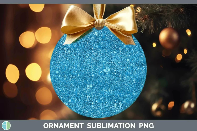Glitter Bright Blue Ornament Sublimation Bauble Designs