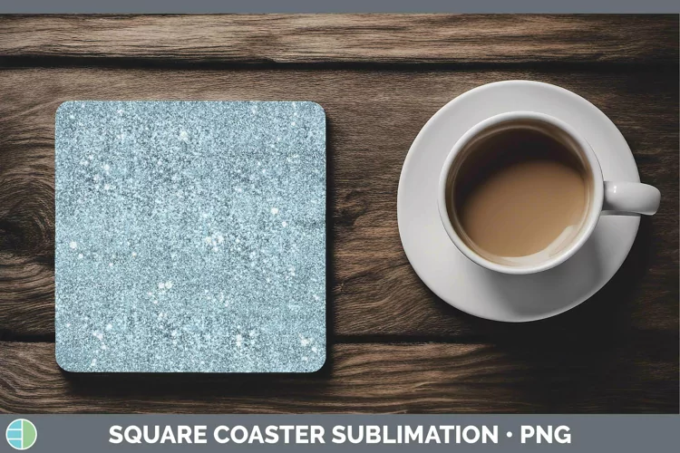 Glitter Bright Blue Square Coaster Sublimation Coaster Desig