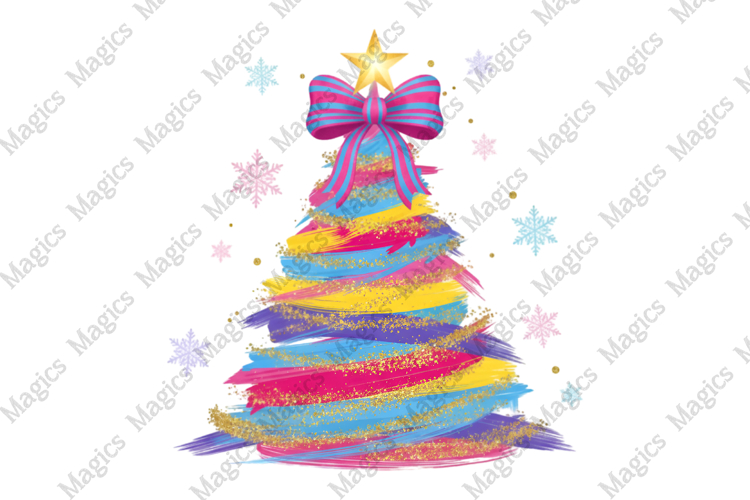 Glitter Brushstroke Christmas Tree PNG
