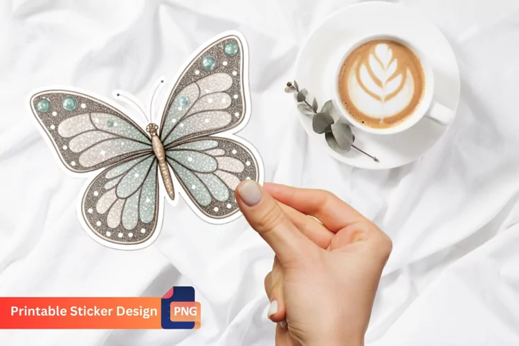 Glitter Butterfly Sticker, Colorful Butterfly Sticker