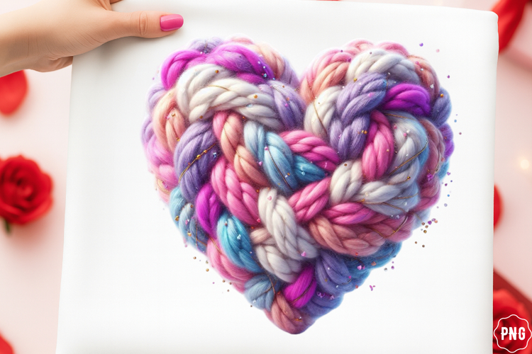 Glitter Crochet Yarn Valentine Heart Png