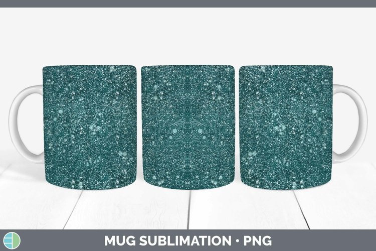 Glitter Cyan Mug Wrap Sublimation Coffee Cup Designs