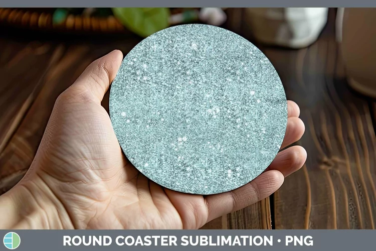 Glitter Cyan Round Coaster Sublimation Coaster Designs