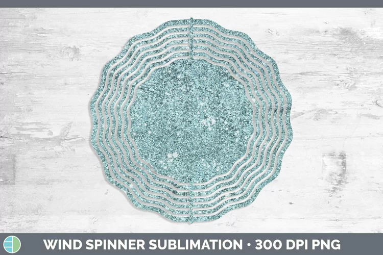 Glitter Cyan Wind Spinner Sublimation Spinner Designs